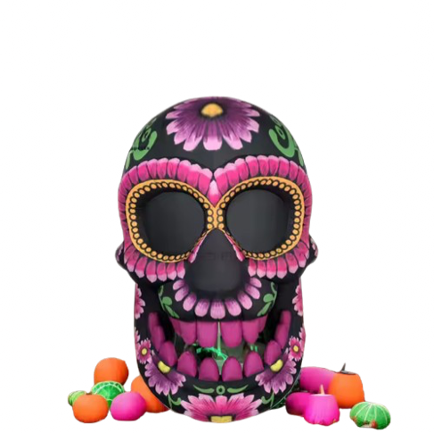 Tete de mort noire et colorée 