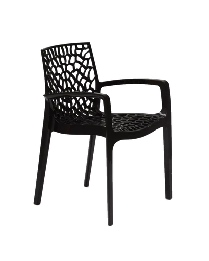 [M1004]  Chaise noire avec accoudoirs